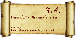 Hamrák Annamária névjegykártya